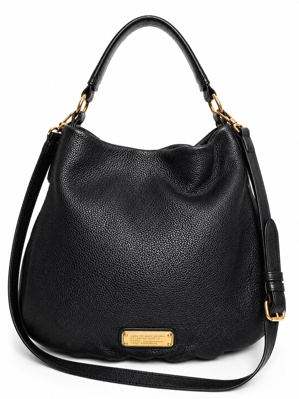 Marc by Marc Jacobs Q Workwear Hobo Black Pebbled Leather Shoulder Bag